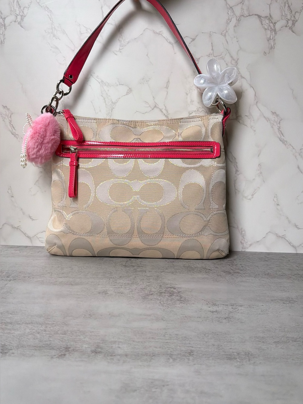 NWOT Bubble Gum Pink Sling  Coach Signature Shoulder Bag